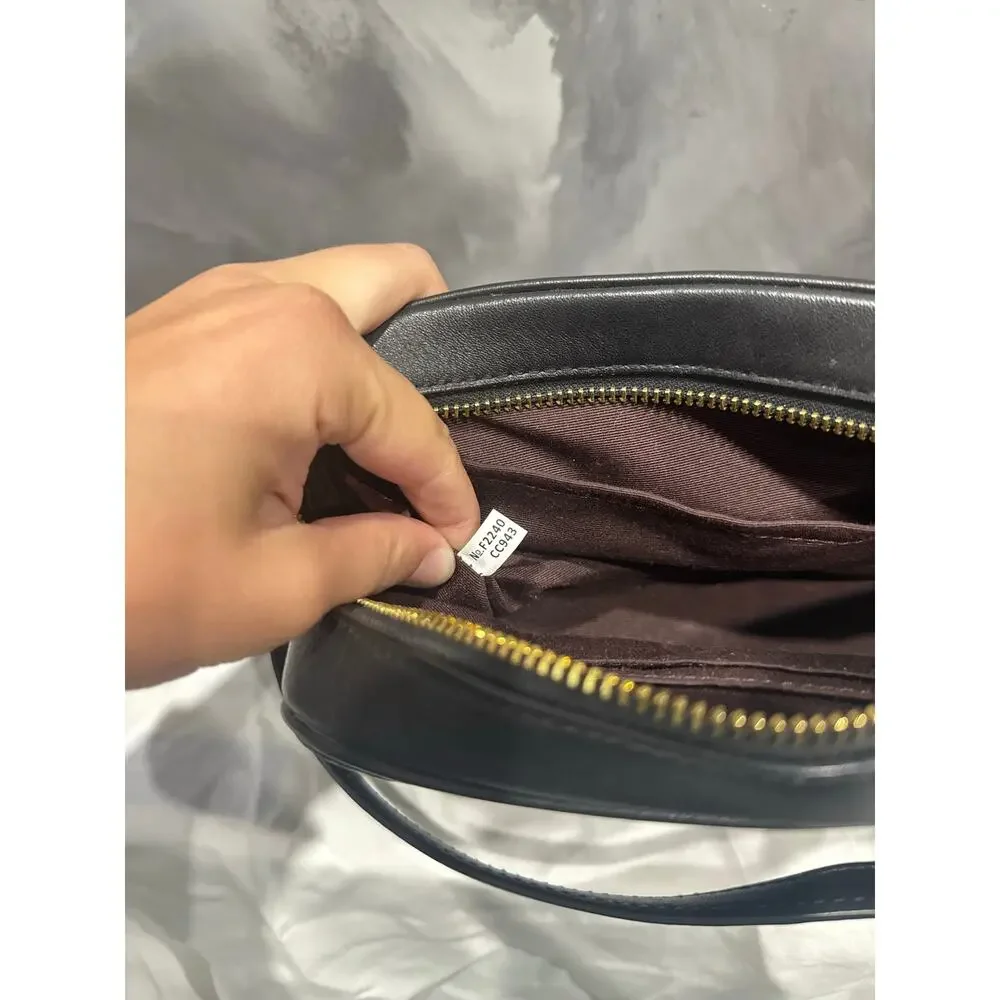 Coach Mini Jamie Camera Bag In Signature Leather Black Embossed Crossbody Bag